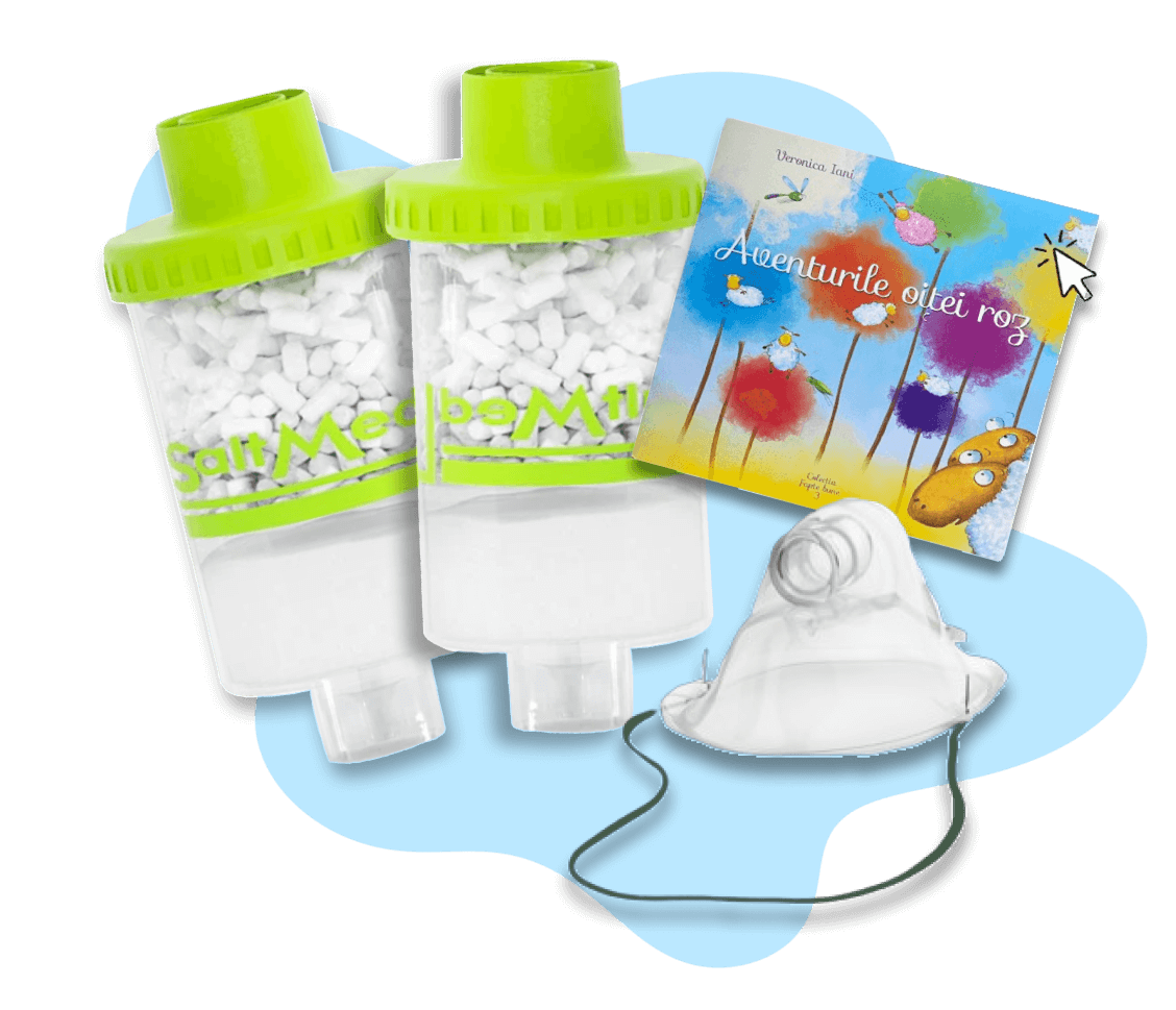 Cartuse de rezerva SaltMed tip L, masca aerosoli pentru copii & Ghid digital
